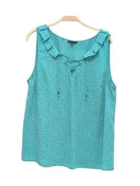 I Heart Ronson Teal Ruffle Tie Up Feminine Blouse XL